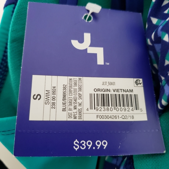 JoyLab Swimsuit Women’s One Piece Diamond Pattern Blue Green Size Small NWT - Picture 5 of 10